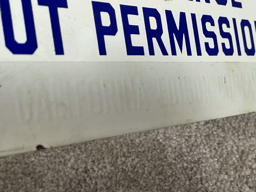 Vintage Porcelain Metal Sign 'Danger No Admittance Without Permission - Southern California Edison Company' 14 X 6 [Photo 5]