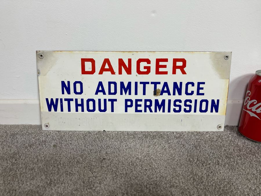 Vintage Porcelain Metal Sign 'Danger No Admittance Without Permission - Southern California Edison Company' 14 X 6 [Photo 2]