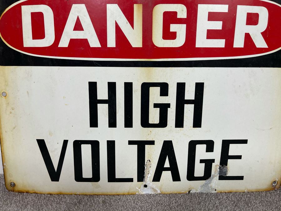 Vintage Porcelain Metal Sign 'Danger High Voltage' 20 X 14 [Photo 4]