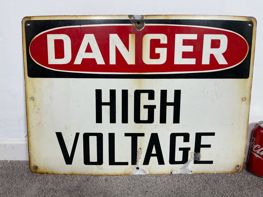Vintage Porcelain Metal Sign 'Danger High Voltage' 20 X 14 [Photo 2]