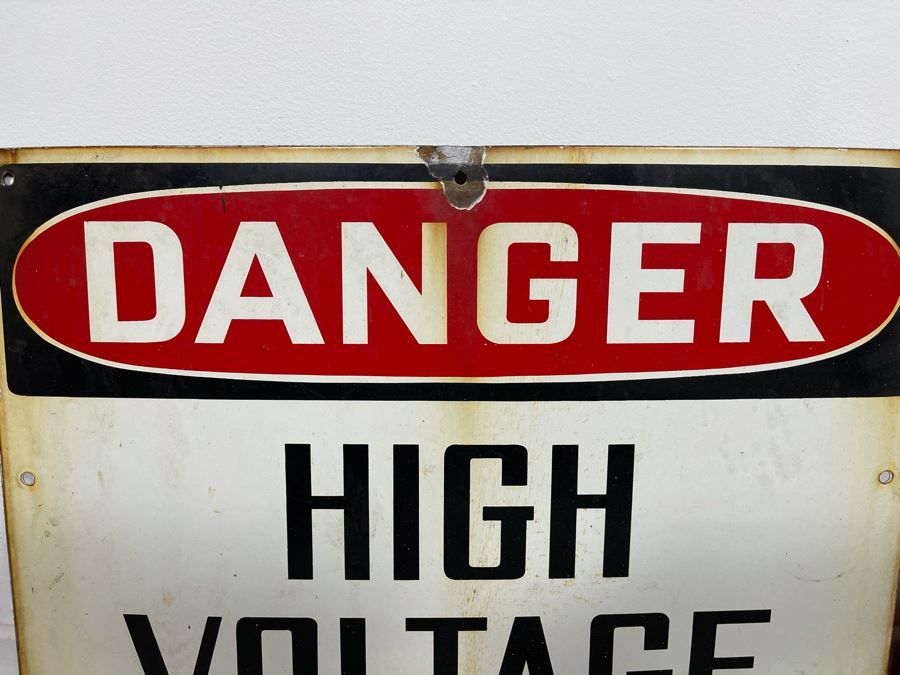 Vintage Porcelain Metal Sign 'Danger High Voltage' 20 X 14 [Photo 3]