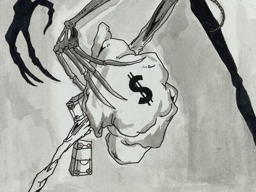 Original Cartoon Artwork 'Honey Wake Up What Is That Thing Taking All Your Money? - Don't Worry That's Just My Ex-Wife!' Signed By Doug Stambaugh 14 X 17 [Photo 8]