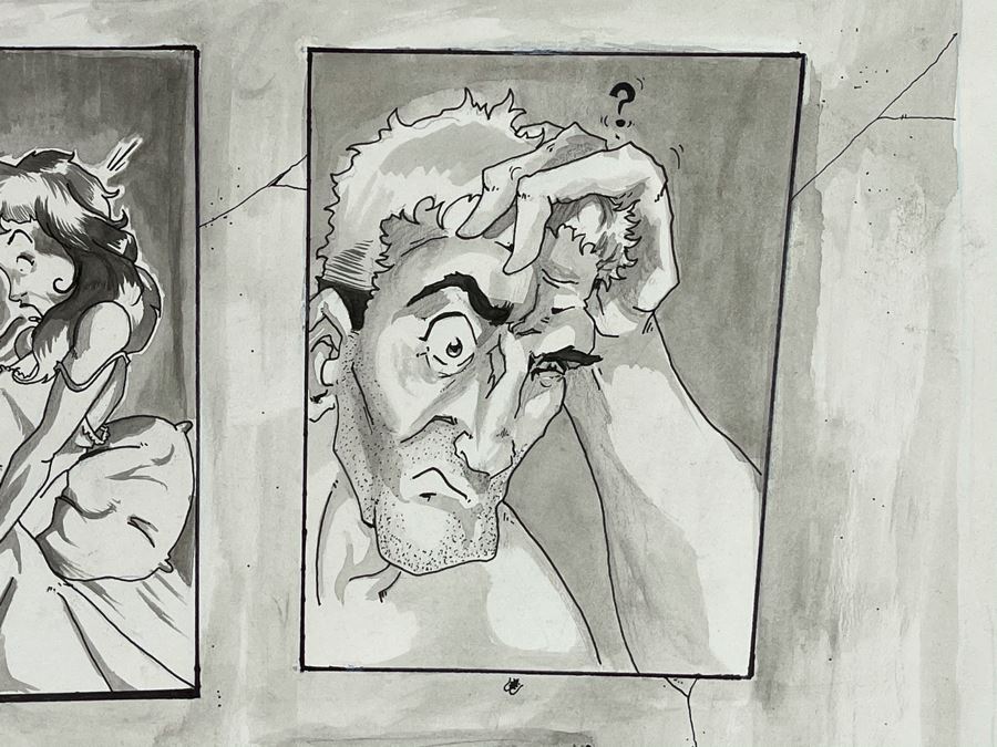 Original Cartoon Artwork 'Honey Wake Up What Is That Thing Taking All Your Money? - Don't Worry That's Just My Ex-Wife!' Signed By Doug Stambaugh 14 X 17 [Photo 4]