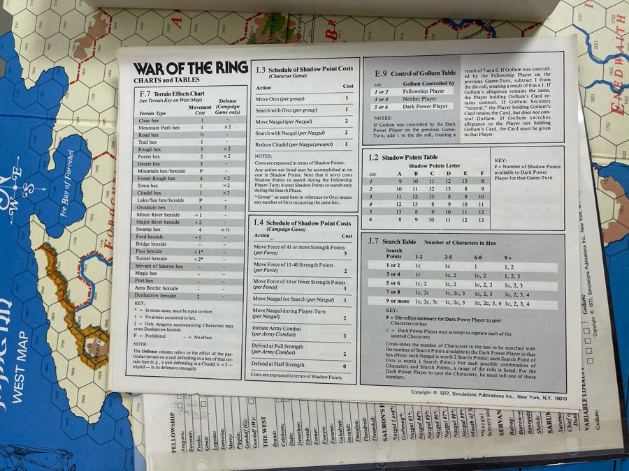 Vintage 1977 SPI War Of The Ring Role Playing Game Based On J.R.R. Tolkien's The Lord Of The Rings [Photo 6]