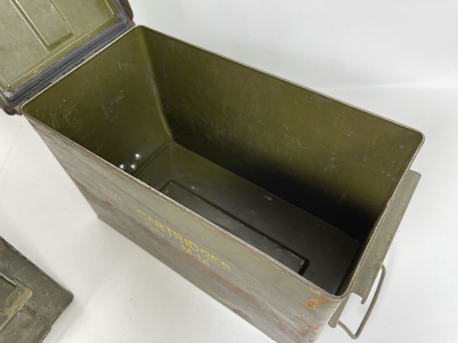 Pair Of Vintage Military Metal Ammo Cartridges Ammunition Boxes [Photo 7]