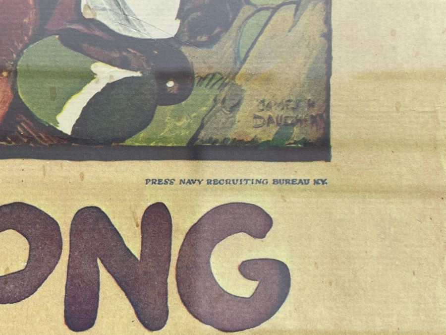 Framed Reproduction Print Of Old U.S. NAVY Recruitment Poster 'Come Along. Learn Something. See Something In The US NAVY. Ample Shore Leave For Inland Sights' Artwork By James H Daugherty 19 X 25 [Photo 8]