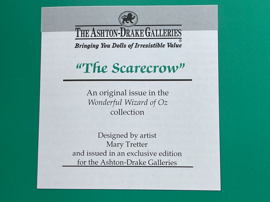 New The Ashton-Drake Galleries Collectible Doll 'The Scarecrow' From The Wizard Of Oz Collection By Mary Tretter With Certificate Of Authenticity 16'L [Photo 7]