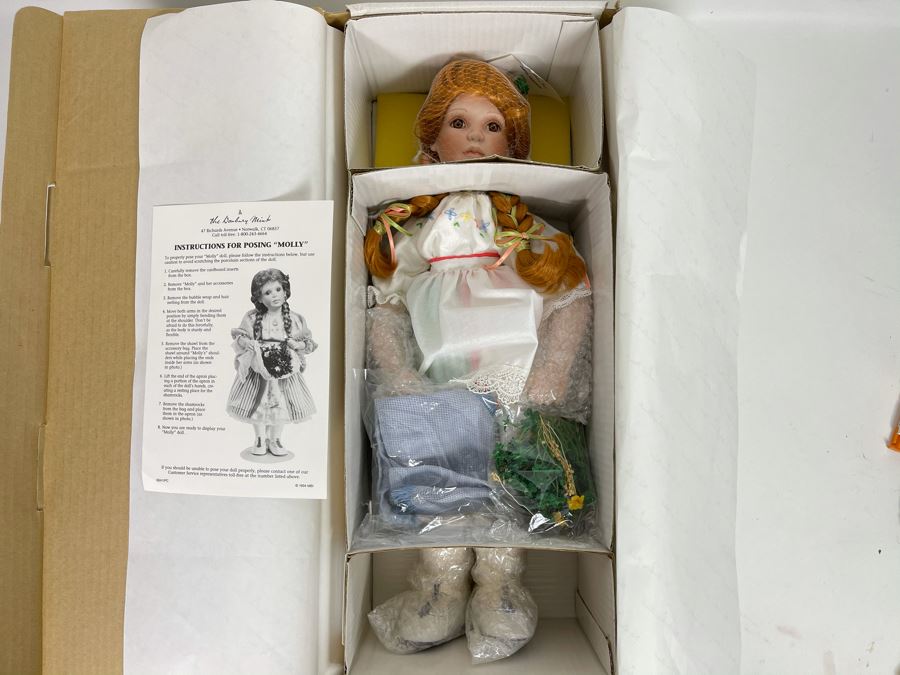 New Molly Irish Porcelain Collectible Doll By Peggy Dey / Danbury Mint 20'L With Box