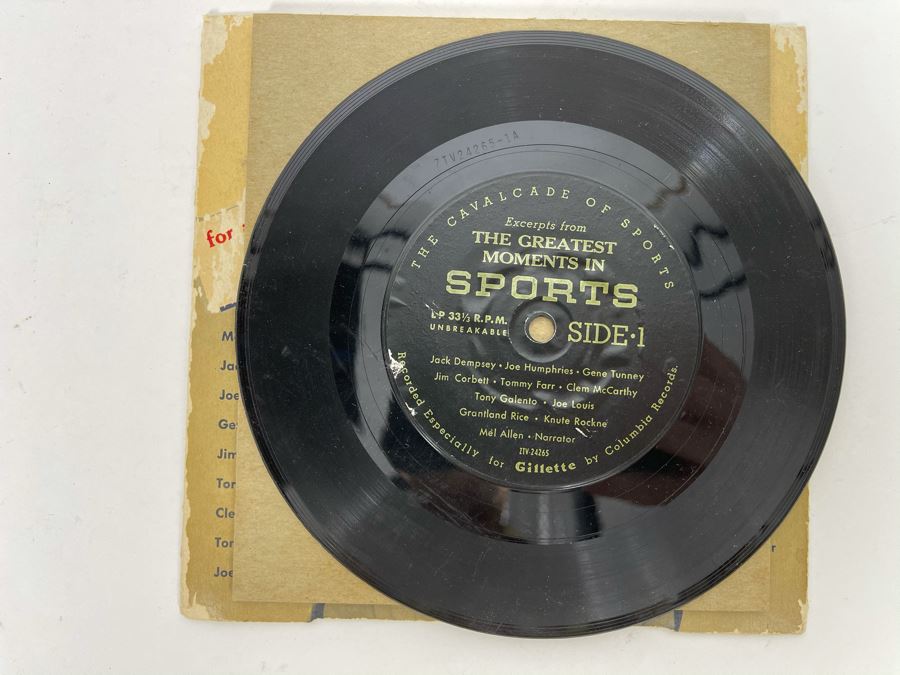 Vintage 33RPM Vinyl Record The Greatest Moments In Sports Actual Sounds And Voices: Jack Dempsey, Jesse Owens, Babe Ruth, Lou Gehrig [Photo 5]