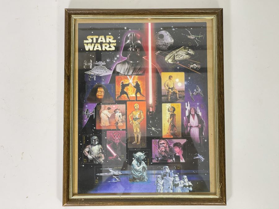 Vintage 2007 Framed MINT Star Wars U.S. Postage Stamps $6.15 Face Value [Photo 1]