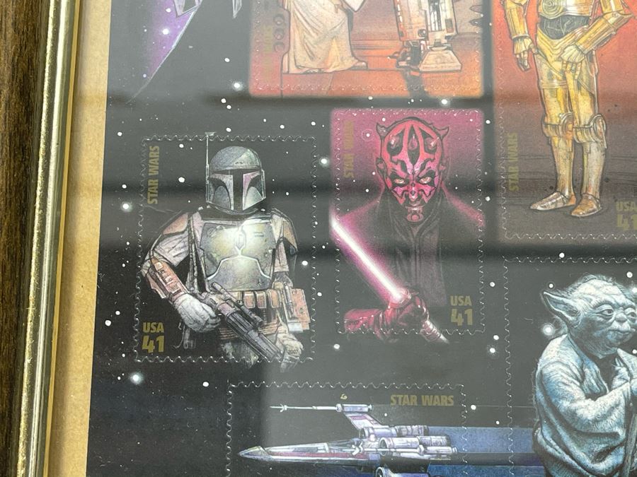 Vintage 2007 Framed MINT Star Wars U.S. Postage Stamps $6.15 Face Value [Photo 6]