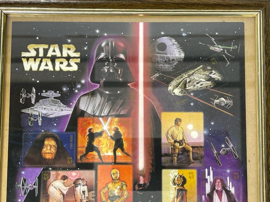 Vintage 2007 Framed Mint Star Wars Us Postage Stamps 615 Face Value