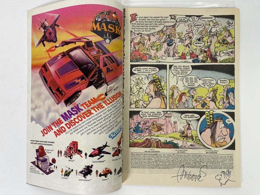 Autographed With Hand Illustrated Comic Book Character Sergio Aragone Comic Book Sergio Aragone's Groo The Wanderer #11 [Photo 3]