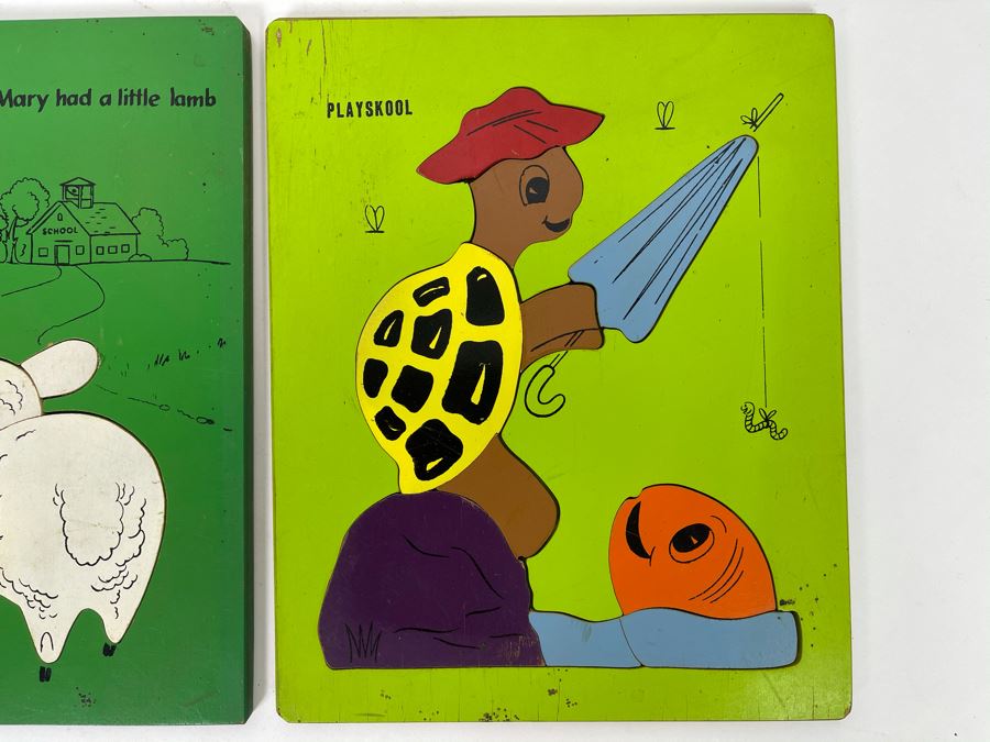 Pair Of Vintage Playskool Wooden Childrens Puzzles 9 X 11.5 [Photo 2]