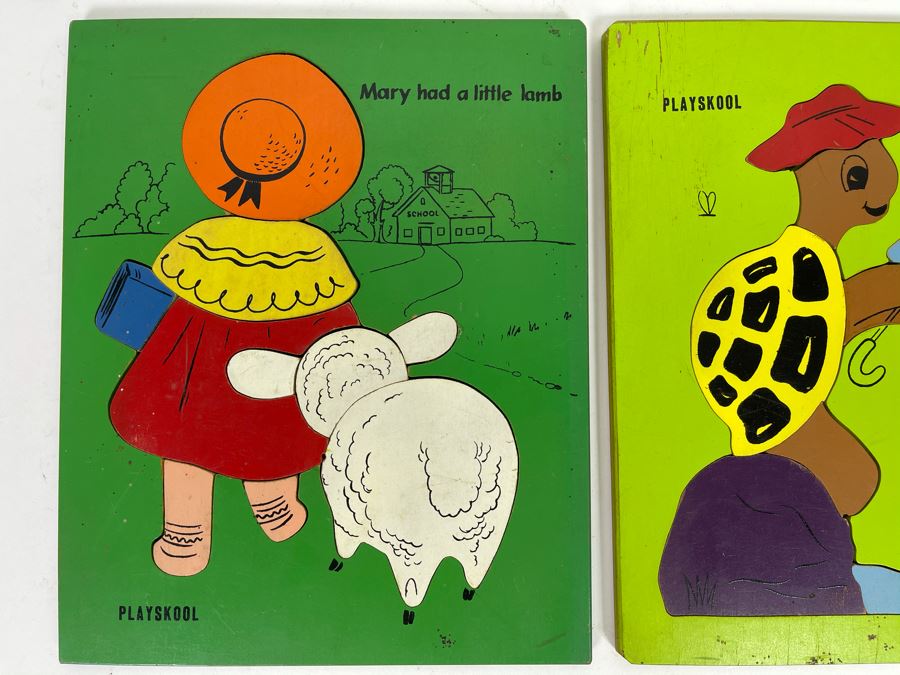 Pair Of Vintage Playskool Wooden Childrens Puzzles 9 X 11.5 [Photo 4]
