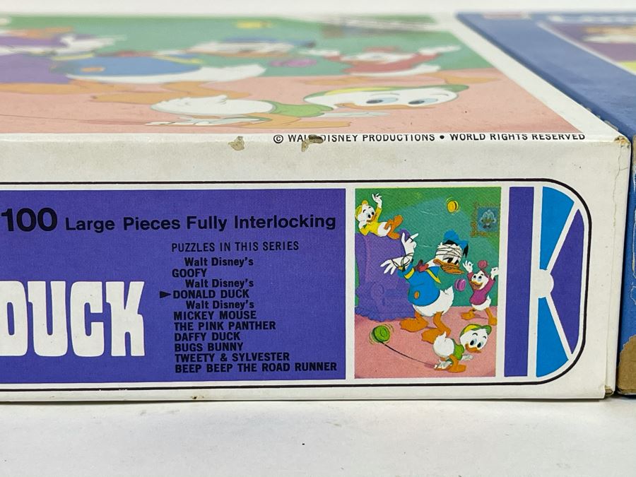Vintage Seventies New Sealed Jigsaw Puzzles: Walt Disney's Donald Duck, Warner Bros Looney Tunes Bugs Bunny / Sylvester The Cat, Wile E. Coyote And The Road Runner [Photo 7]