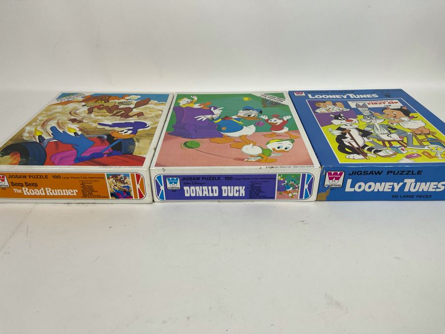 Vintage Seventies New Sealed Jigsaw Puzzles: Walt Disney's Donald Duck, Warner Bros Looney Tunes Bugs Bunny / Sylvester The Cat, Wile E. Coyote And The Road Runner [Photo 6]