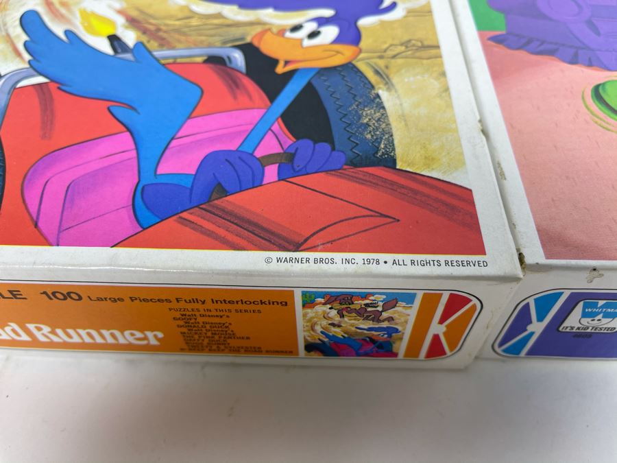 Vintage Seventies New Sealed Jigsaw Puzzles: Walt Disney's Donald Duck, Warner Bros Looney Tunes Bugs Bunny / Sylvester The Cat, Wile E. Coyote And The Road Runner [Photo 9]