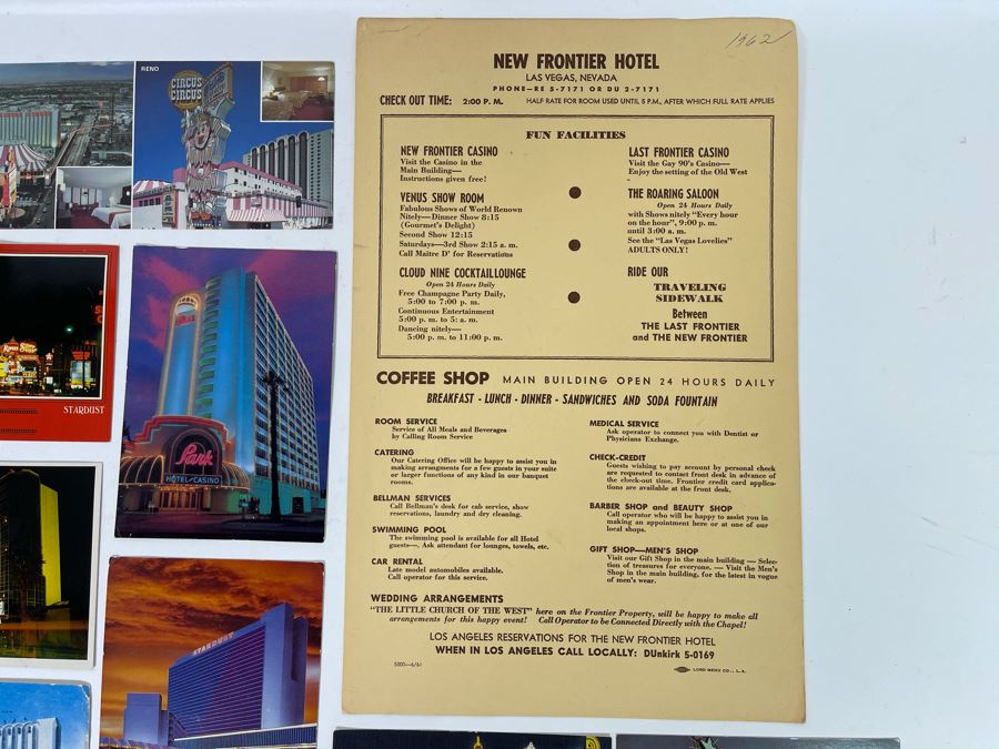 Collection Of Vintage Las Vegas Nevada Postcards And New Frontier Hotel Menu In Las Vegas [Photo 14]