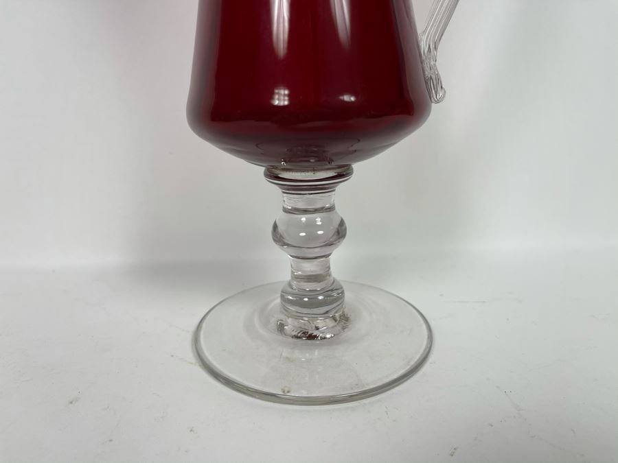 Vintage Blenko Red Glass Footed Pitcher 12'H [Photo 4]