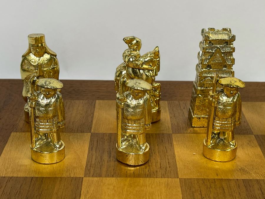 Wooden Inlaid Chess Board 19 X 19 With Japanese Gold And Silver Plated Chess Pieces [Photo 7]