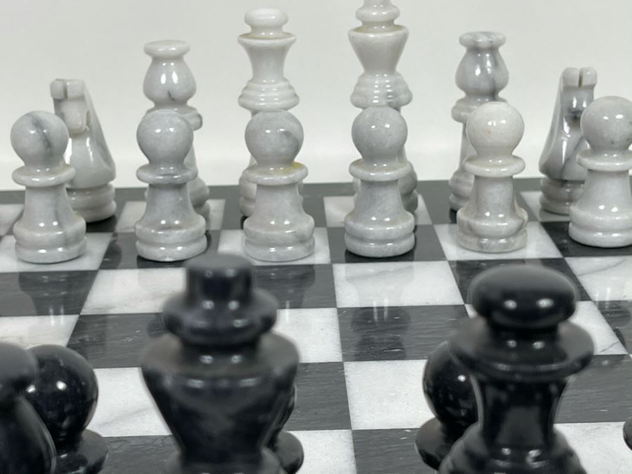 Carved Marble Chess Pieces With Inlaid Marble Chess Board 18 X 18 [Photo 8]