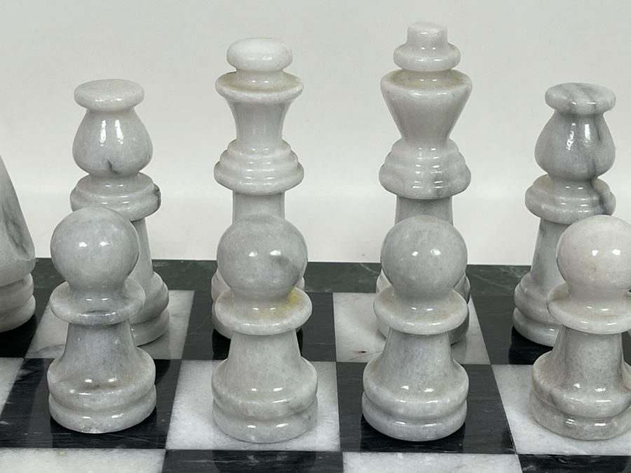 Carved Marble Chess Pieces With Inlaid Marble Chess Board 18 X 18 [Photo 10]