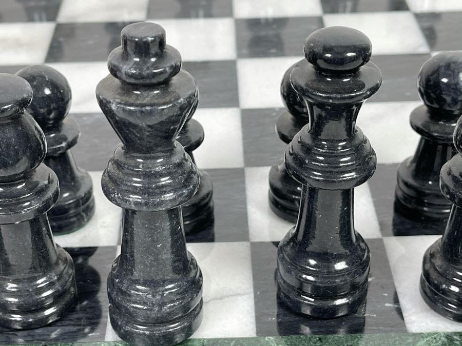 Carved Marble Chess Pieces With Inlaid Marble Chess Board 18 X 18 [Photo 7]