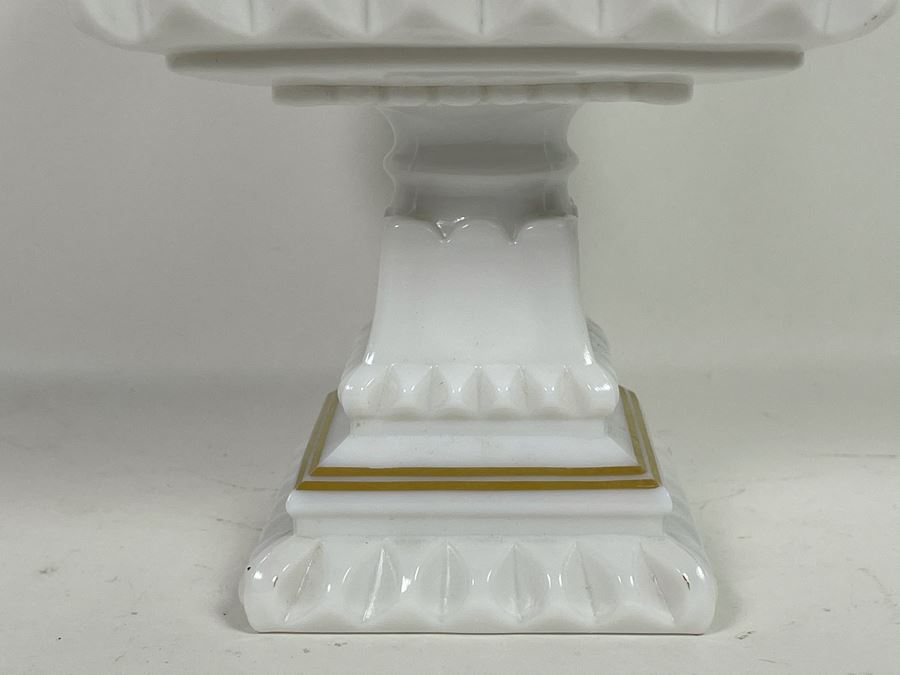 Vintage Hand Painted Milk Glass Footed Compote Dish 5.5 X 10 [Photo 5]