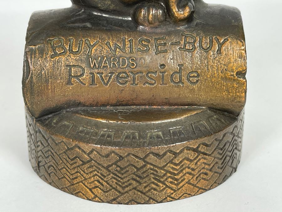 Old Montgomery Wards Riverside Tire Advertising Cast Metal Bank 6.5H [Photo 2]