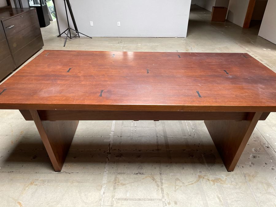 Impressive Heavy TEAK Wood Modern Lines 2-Drawer Desk From RAEN (RAEN Recently Grew Into Bigger Space) 84W X 42.5D X 31H [Photo 13]