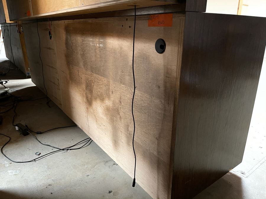 Large Heavy Duty Custom Wooden Two-Piece Display Shelving Cabinets With Back Lighting On Casters From RAEN (RAEN Recently Grew Into Bigger Space) Units Can Be Separated Or Attached (Each Unit Is 54W X 31D X 72H) [Photo 10]