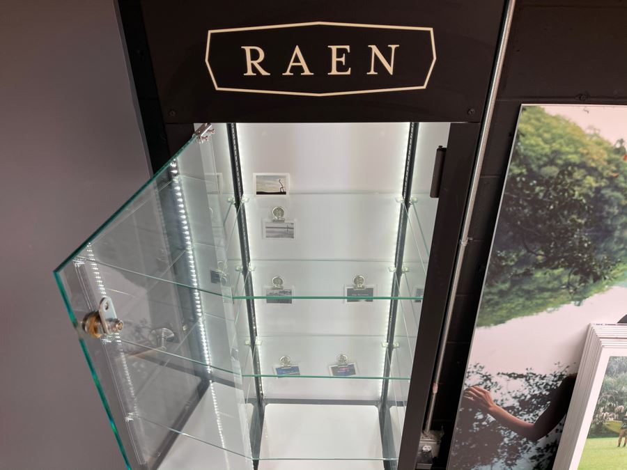 Metal And Glass Lockable Display Cabinet (Have Key) With Back And Overhead LED Lighting From RAEN (RAEN Recently Grew Into Bigger Space) 16W X 16D X 72H [Photo 8]