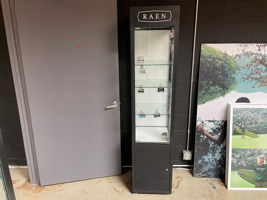 Metal And Glass Lockable Display Cabinet (Have Key) With Back And Overhead LED Lighting From RAEN (RAEN Recently Grew Into Bigger Space) 16W X 16D X 72H [Photo 3]