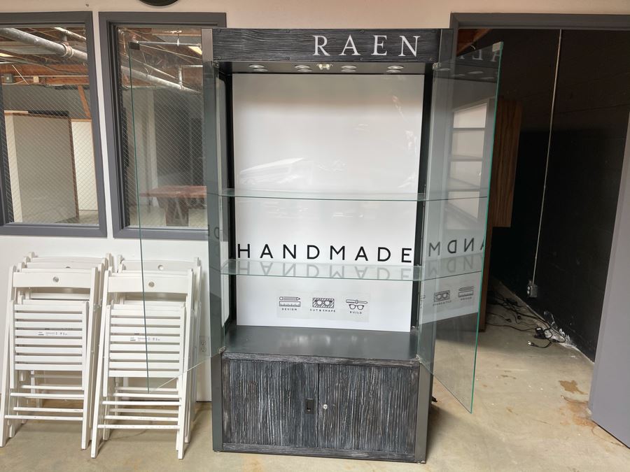 Heavy Metal And Glass Lockable Display Cabinet (Have Key) With Back And Overhead LED Lighting From RAEN (RAEN Recently Grew Into Bigger Space) 40W X 16D X 76H [Photo 5]