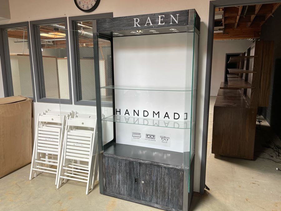 Heavy Metal And Glass Lockable Display Cabinet (Have Key) With Back And Overhead LED Lighting From RAEN (RAEN Recently Grew Into Bigger Space) 40W X 16D X 76H [Photo 6]