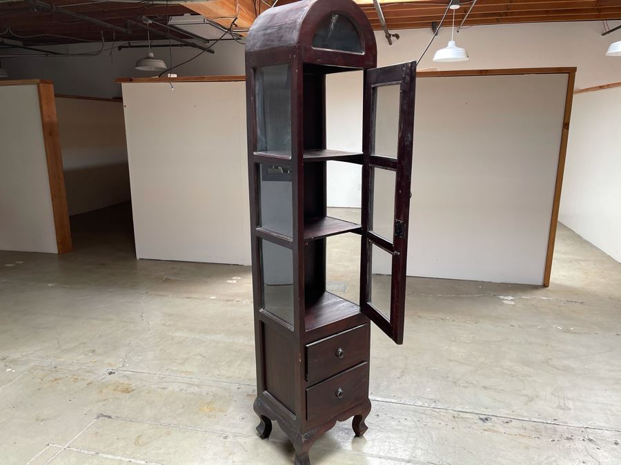 Vintage Wooden Dome Top Display Cabinet With 2-Drawers From RAEN (RAEN Recently Grew Into Bigger Space) 16W X 13D X 74H [Photo 4]