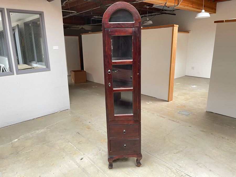 Vintage Wooden Dome Top Display Cabinet With 2-Drawers From RAEN (RAEN Recently Grew Into Bigger Space) 16W X 13D X 74H [Photo 2]