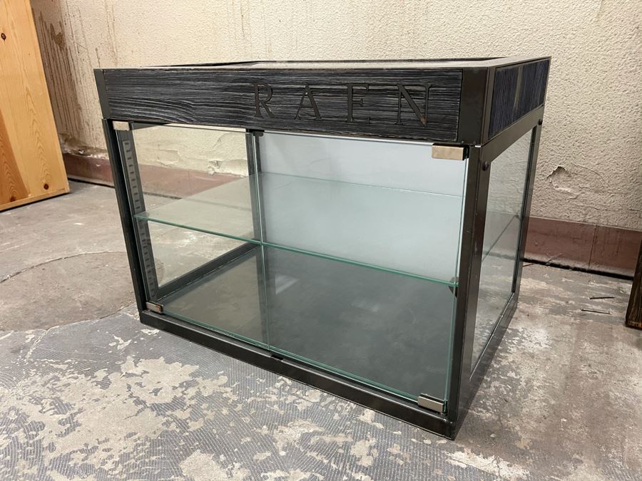 RAEN Metal And Glass Countertop Mercantile Display Cabinet With Back Lighting (RAEN Recently Grew Into Bigger Space) 24W X 16D X 18H [Photo 3]