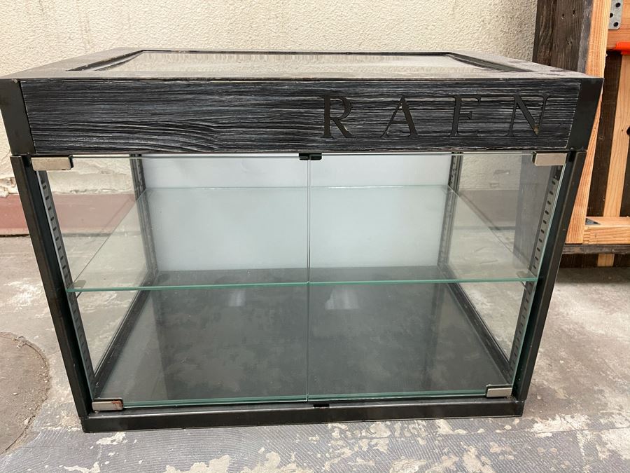 RAEN Metal And Glass Countertop Mercantile Display Cabinet With Back Lighting (RAEN Recently Grew Into Bigger Space) 24W X 16D X 18H [Photo 2]