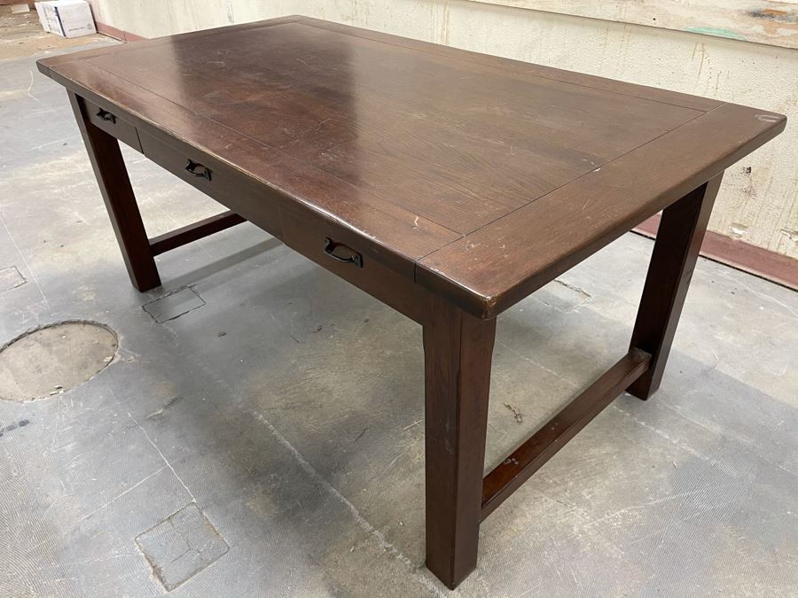 Solid Wooden Desk With Extendable Built-In Side Leaves From RAEN Headquarters In Oceanside (RAEN Recently Grew Into Bigger Space) 70W X 38D X 31.5H (18' Leaf On Each Side) [Photo 10]