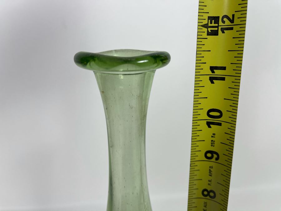 Vintage 1981 Signed Green Art Glass Vase Signed Williams 11.5H [Photo 8]