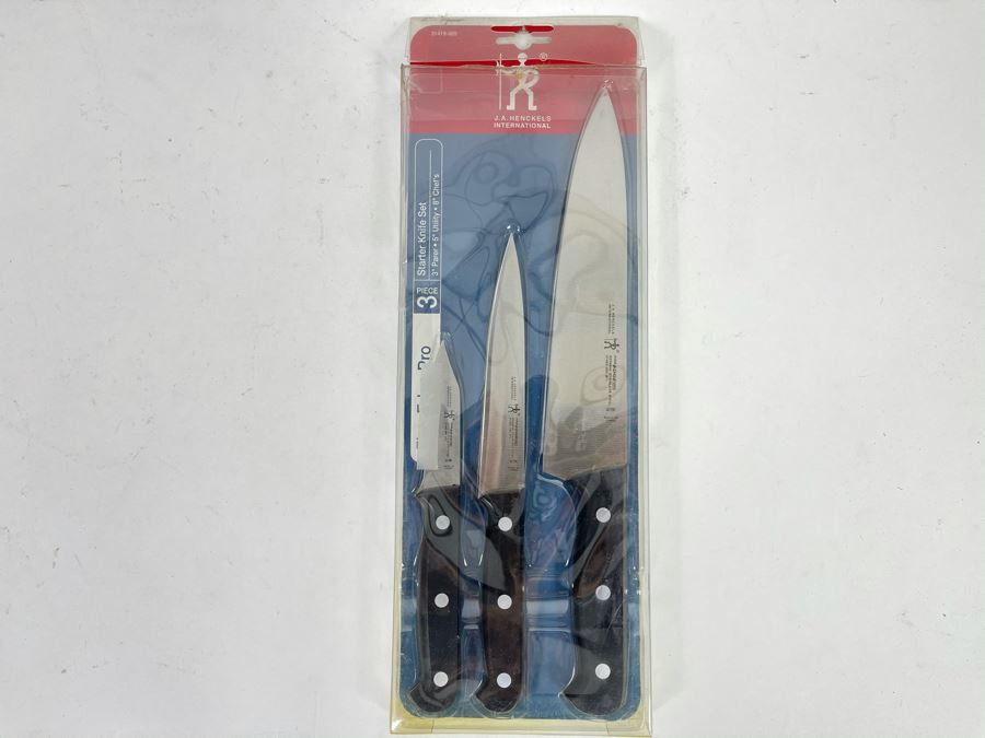 New J. A. Henckels 3 Piece Starter Knife Set Retails $120