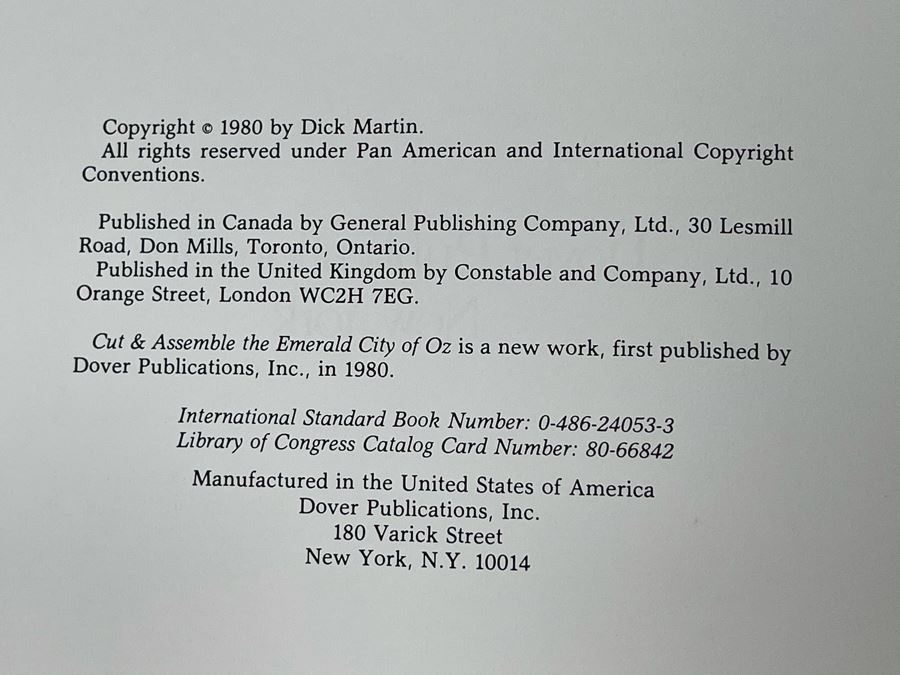 Vintage 1980 New Cut & Assemble The Emerald City Of Oz By Dick Martin Wizard Of Oz [Photo 9]