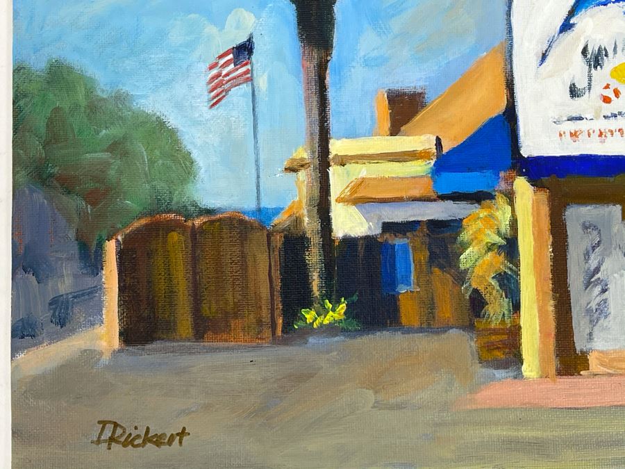 Original David Rickert Oil Painting Of Jay's Gourmet Seafood & Pizza In Carlsbad CA 14 X 11 [Photo 5]
