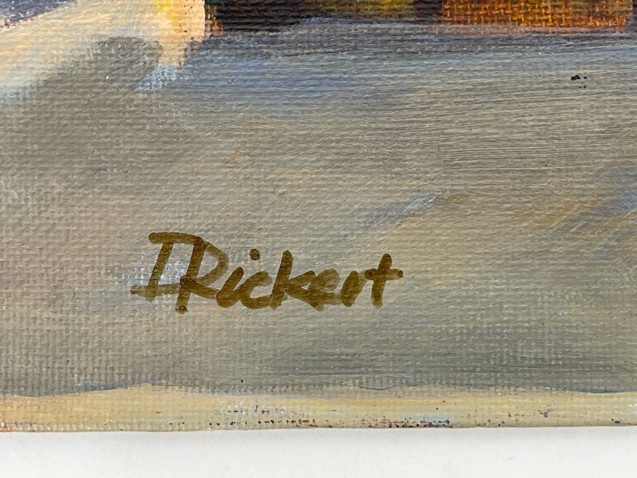 Original David Rickert Oil Painting Of Jay's Gourmet Seafood & Pizza In