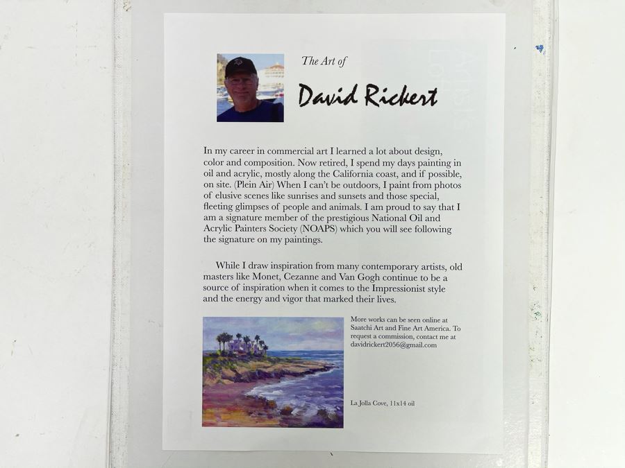 Original David Rickert Oil Painting Of Terramar Coastline In Carlsbad CA 14 X 11 [Photo 13]