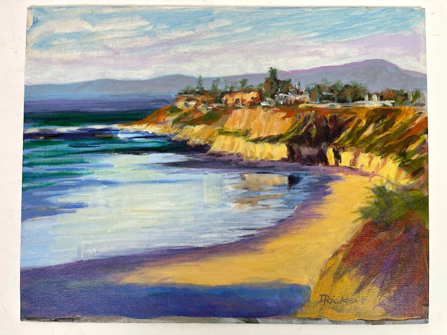 Original David Rickert Oil Painting Of Terramar Coastline In Carlsbad CA 14 X 11