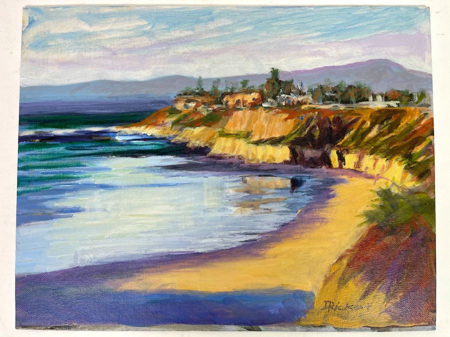 Original David Rickert Oil Painting Of Terramar Coastline In Carlsbad CA 14 X 11 [Photo 2]