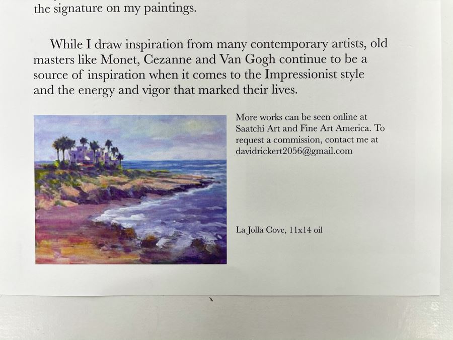 Original David Rickert Oil Painting Of Terramar Coastline In Carlsbad CA 14 X 11 [Photo 15]